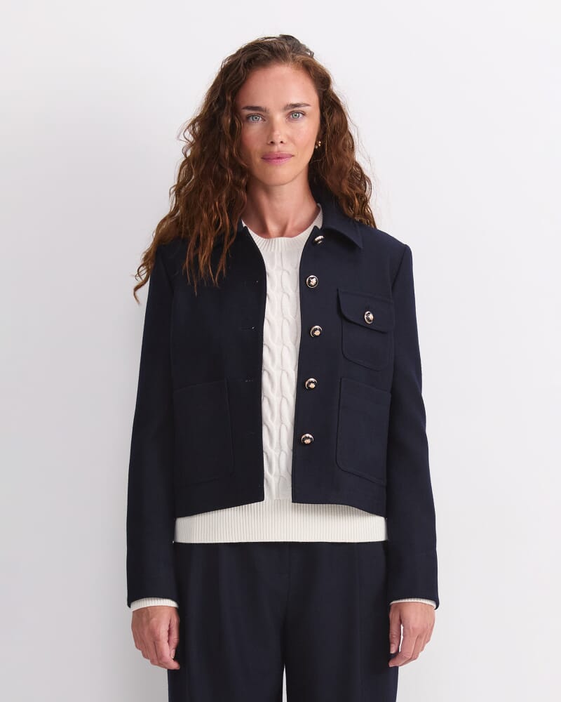 Frankie Twill Cropped Jacket in NAVY