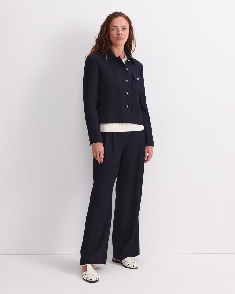 Frankie Twill Cropped Jacket in NAVY