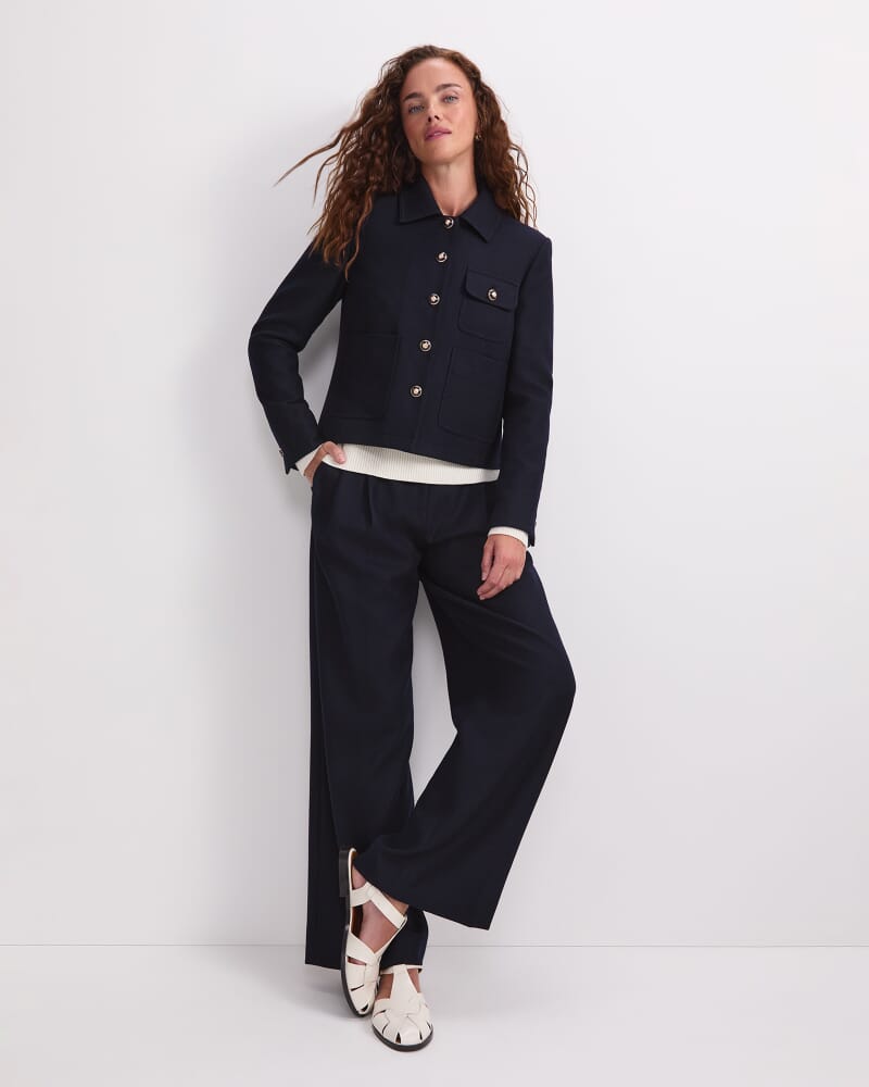 Frankie Twill Cropped Jacket in NAVY