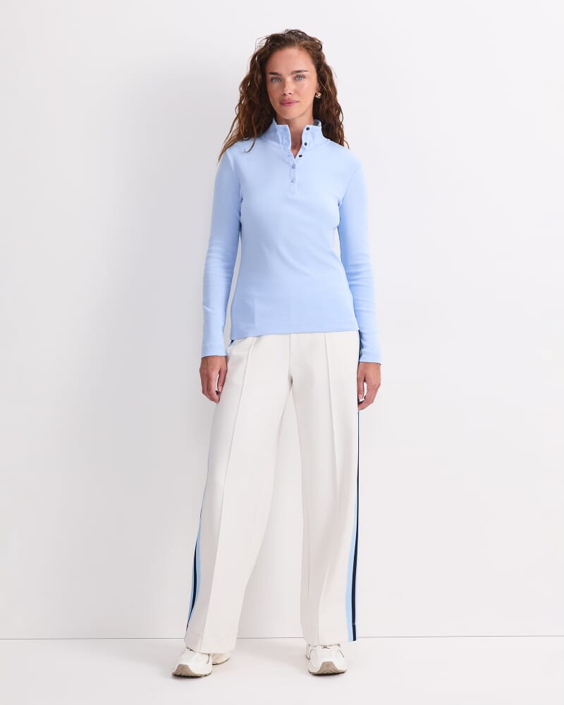 Lucy Snap Funnel Neck Top in BLUE