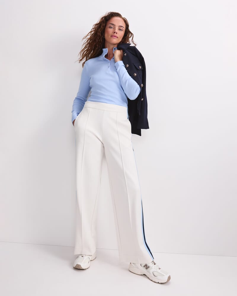 Lucy Snap Funnel Neck Top in BLUE