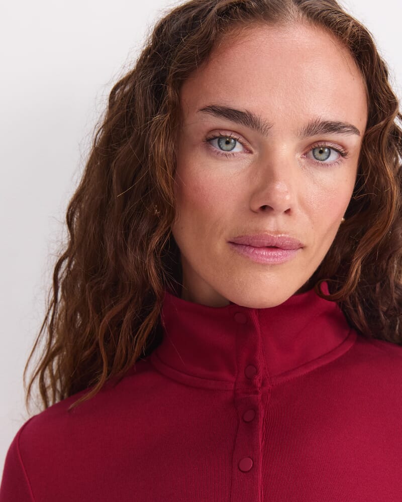 Lucy Snap Funnel Neck Top in WINE