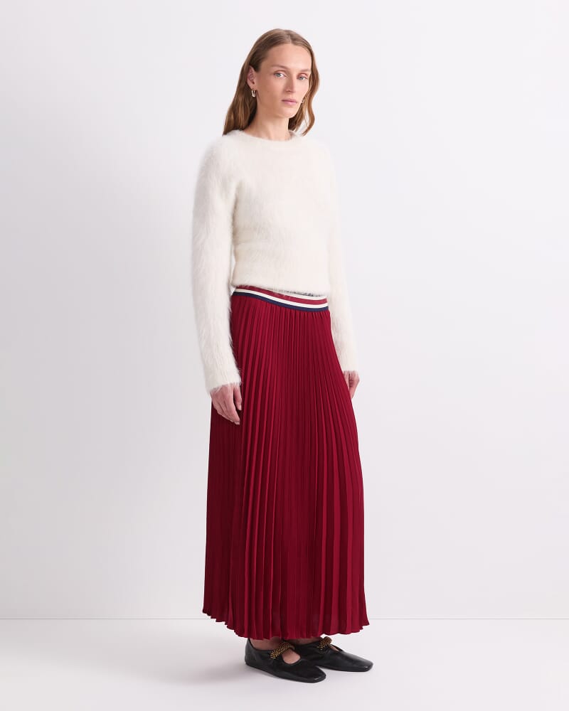 Sunray Pleated Skirt in WINE