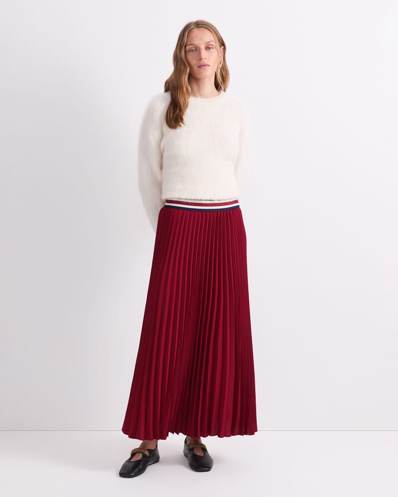 Sunray Pleated Skirt in WINE
