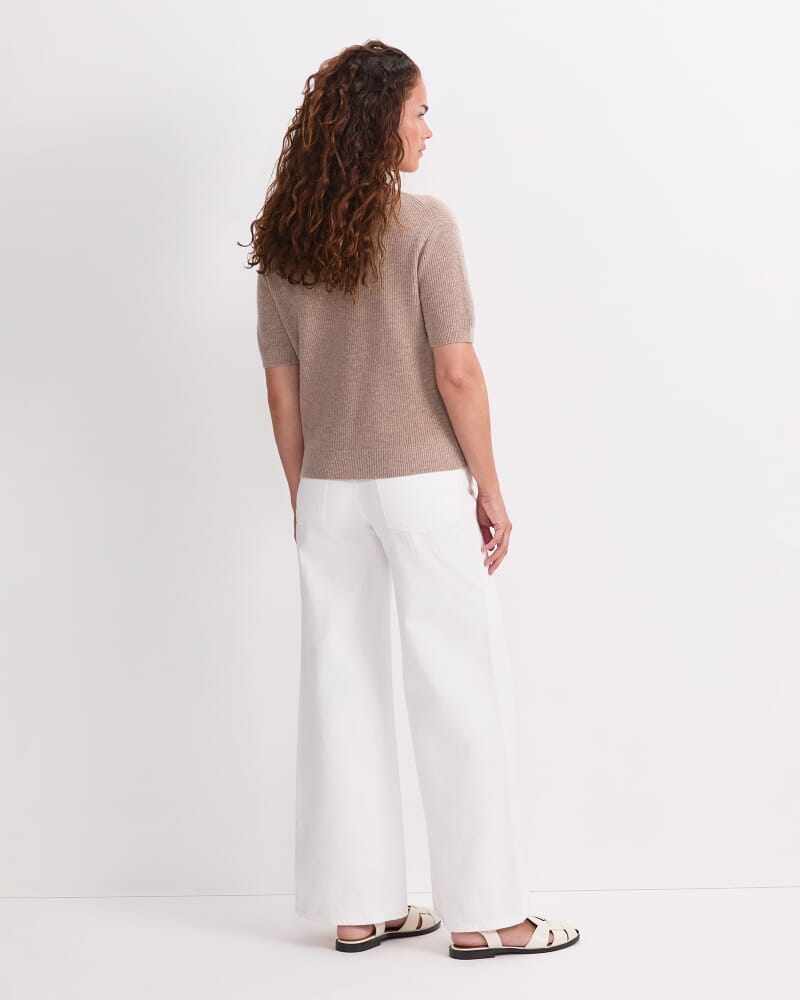 Pearl Embellished Tee in OATMEAL