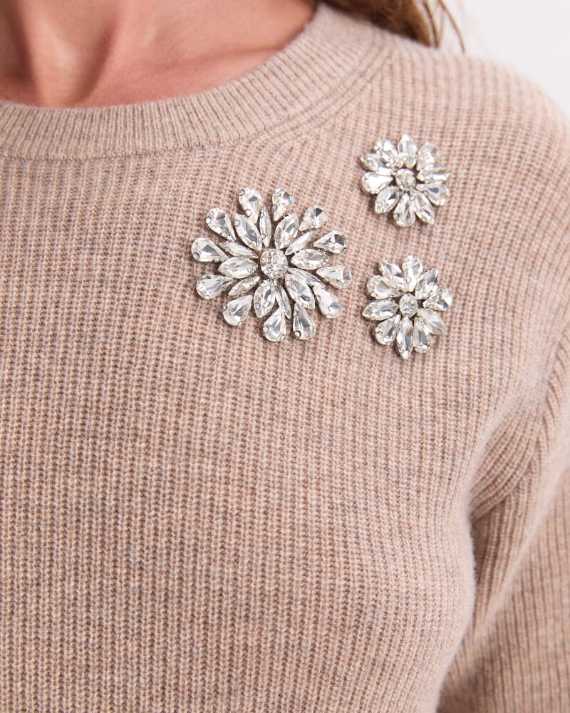 Pearl Embellished Tee in OATMEAL