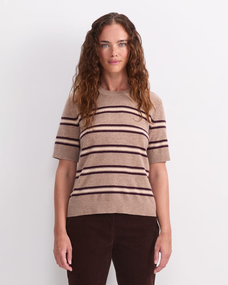 Pearl Crew Neck Knit in CAMEL/MULTI