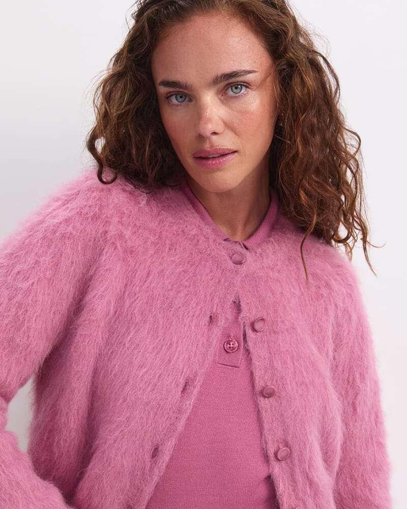 Alpaca Blend Cropped Cardigan in BLOSSOM