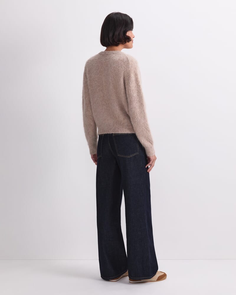 Alpaca Blend Cropped Cardigan in OATMEAL