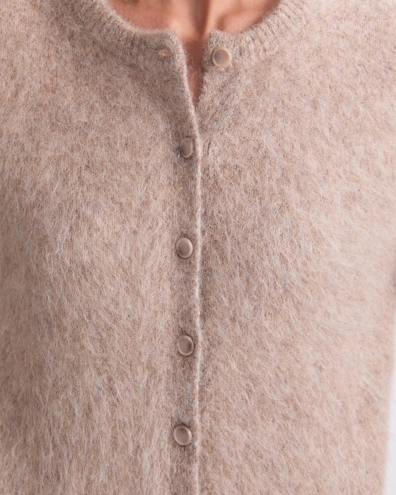 Alpaca Blend Cropped Cardigan in OATMEAL