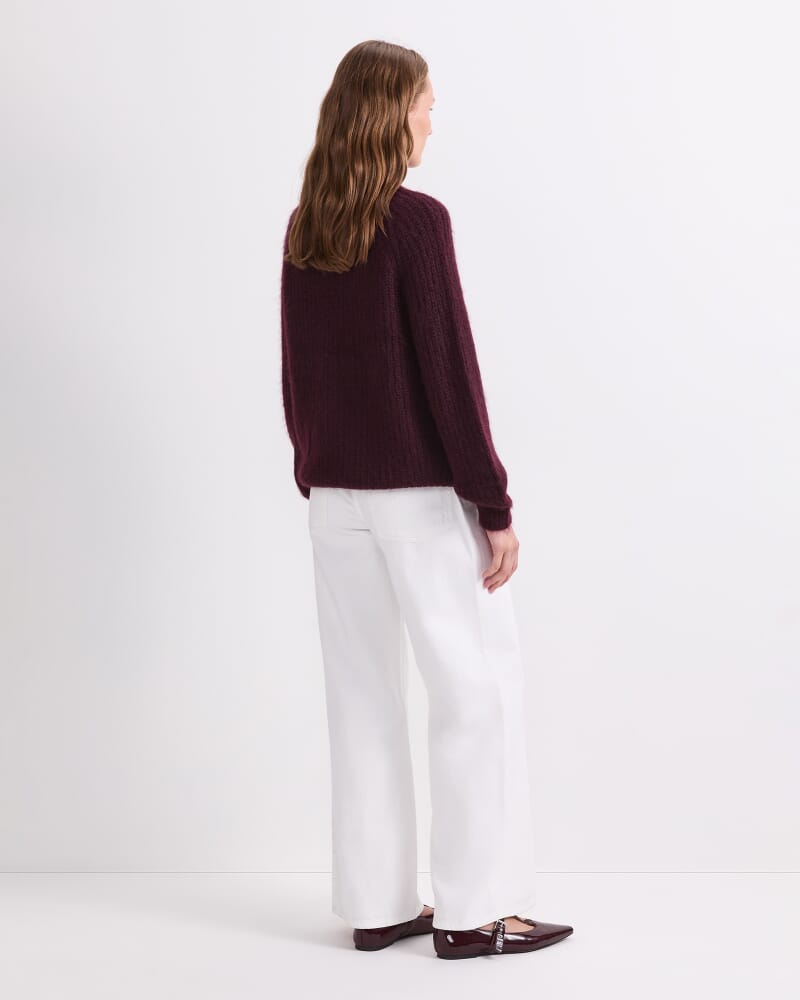 Tatiana Mohair Twist Cardigan in WINE