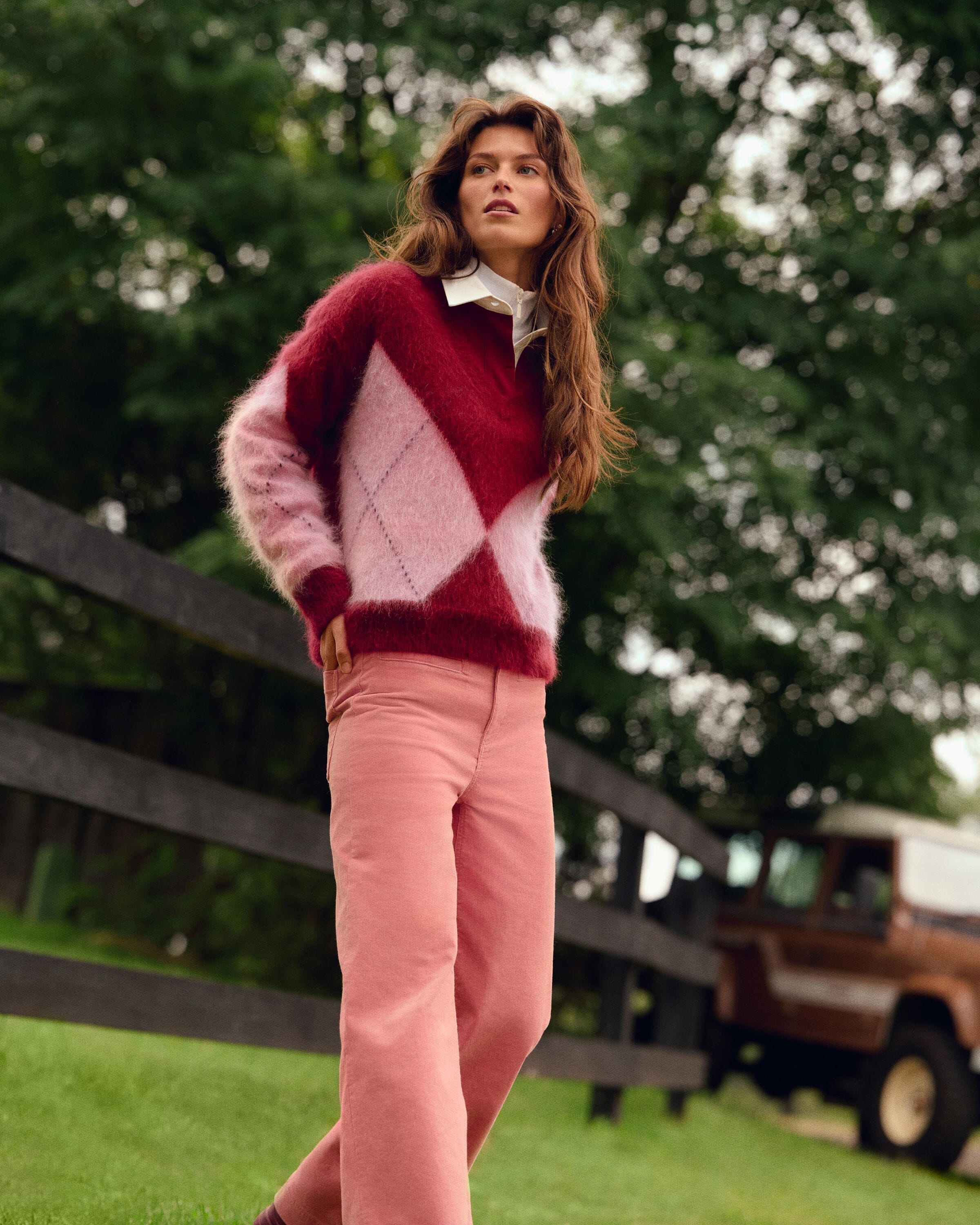 Tatiana Mohair Argyle Knit