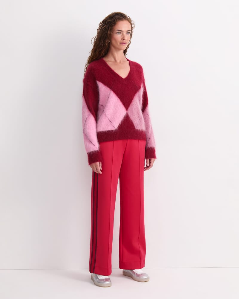 Tatiana Mohair Argyle Knit in WINE