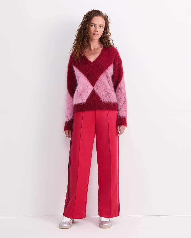 Tatiana Mohair Argyle Knit in WINE