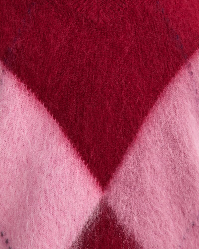 Tatiana Mohair Argyle Knit in WINE