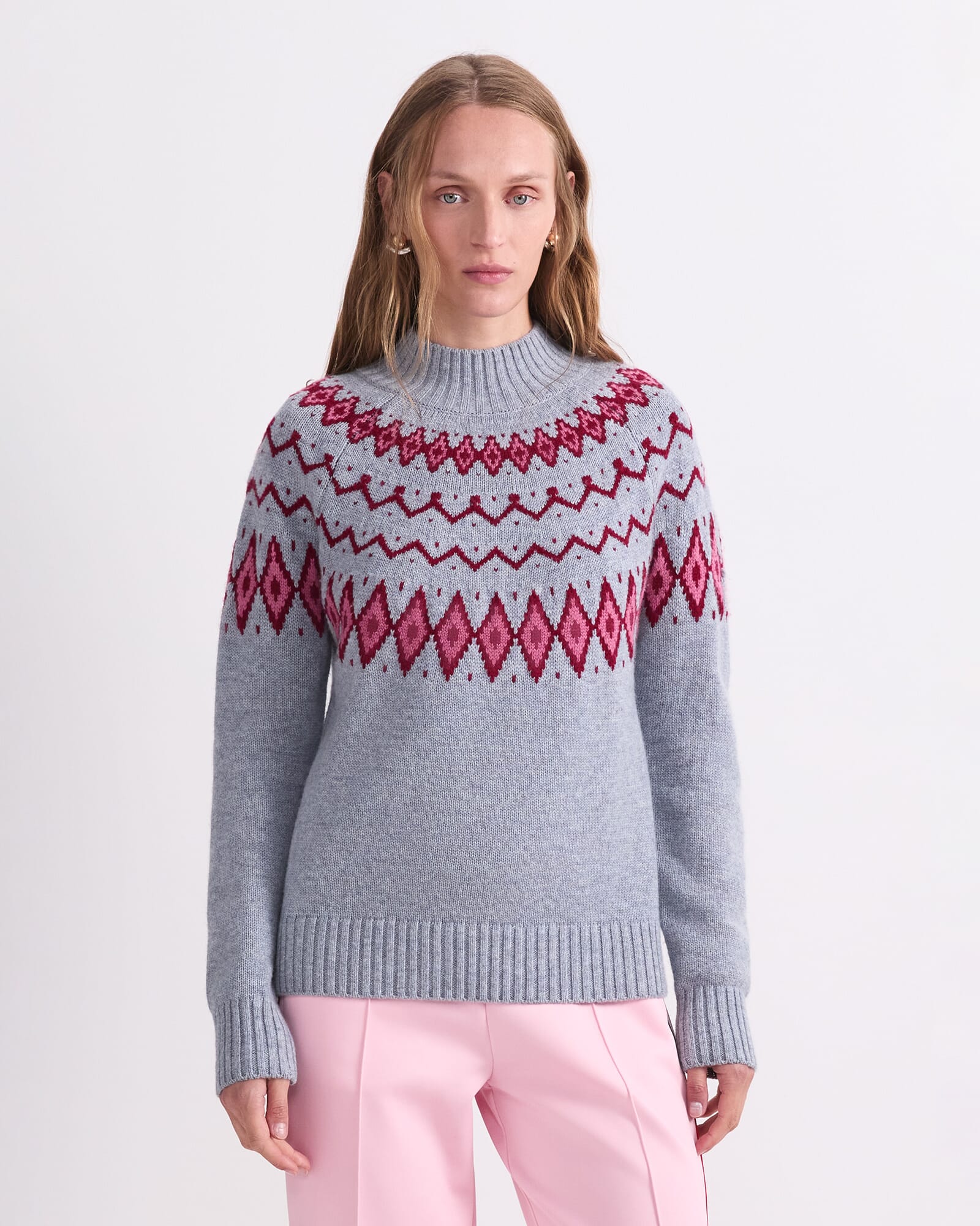 Sunshine Jacquard Sweater in Grey Melange | Sportscraft