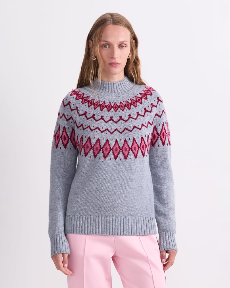 Sunshine Jacquard Sweater in GREY MELANGE