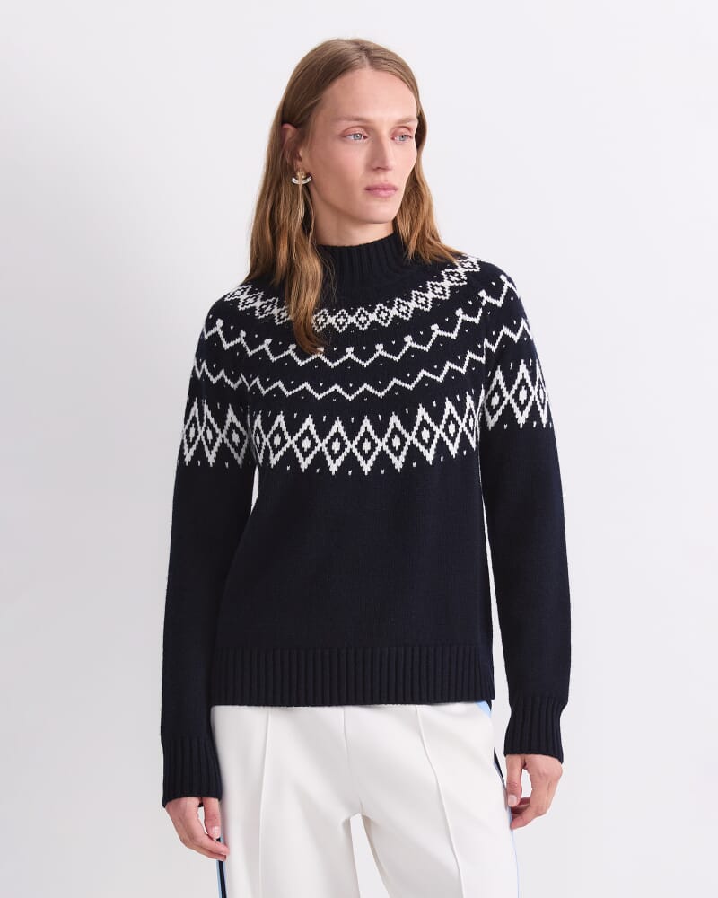 Sunshine Jacquard Sweater in NAVY/WHITE