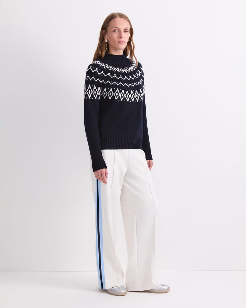 Sunshine Jacquard Sweater in NAVY/WHITE