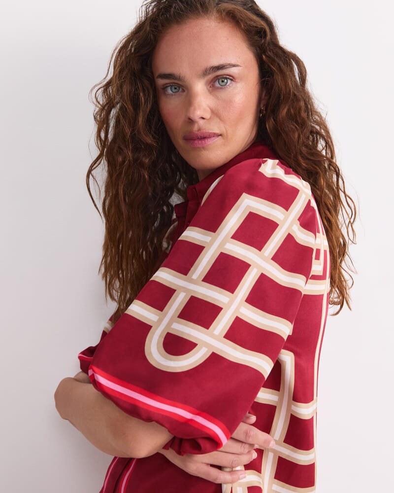 Rhodes Print Blouse in PLUM MULTI