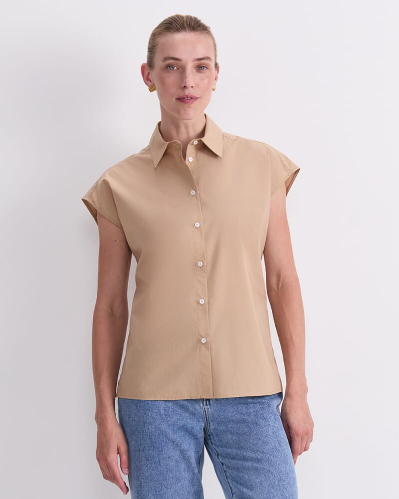 Mara Cotton Shirt in CAMEL