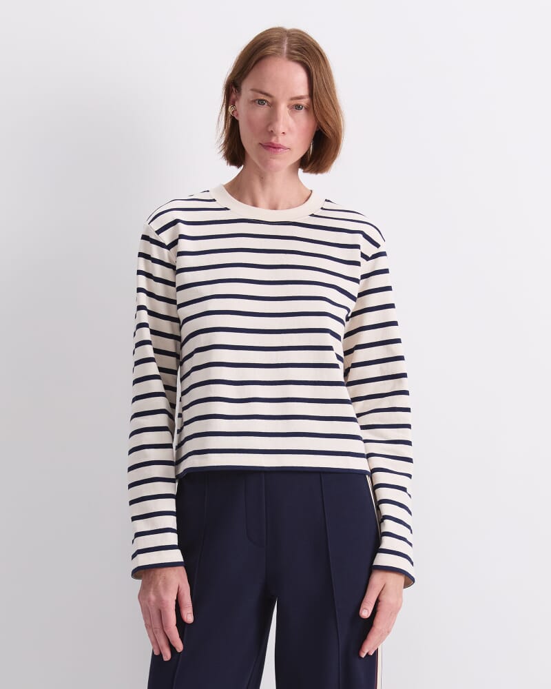 Sailor Stripe Tee in NAVY/IVORY