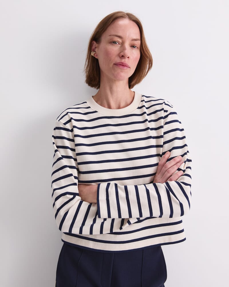 Sailor Stripe Tee in NAVY/IVORY