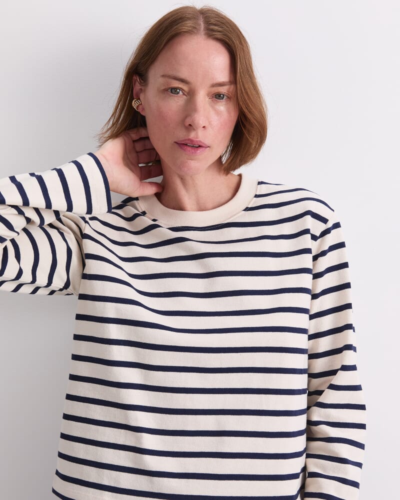 Sailor Stripe Tee in NAVY/IVORY