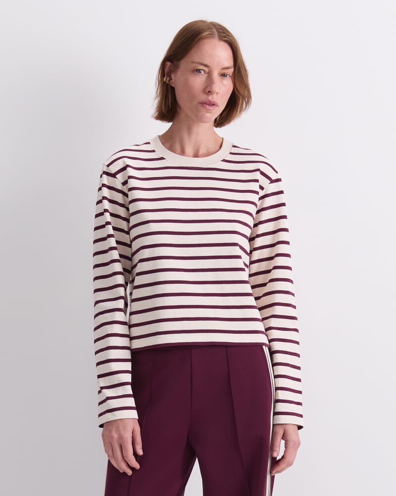 Sailor Stripe Tee in WINEBERRY/IVORY