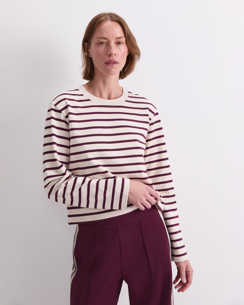 Sailor Stripe Tee in WINEBERRY/IVORY