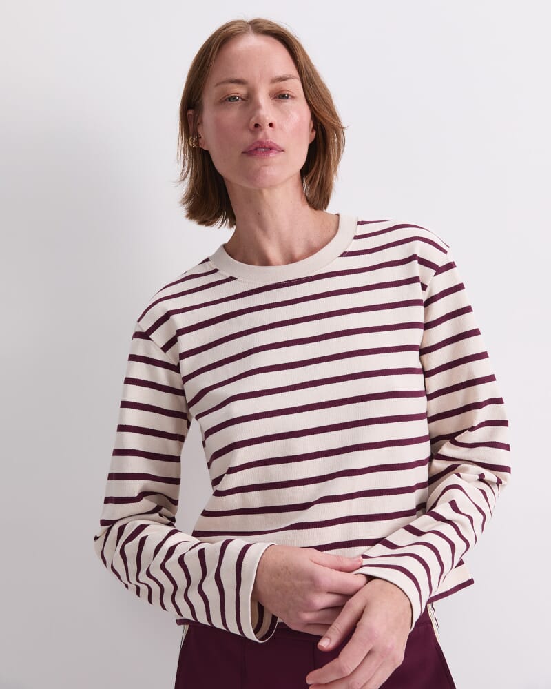 Sailor Stripe Tee in WINEBERRY/IVORY