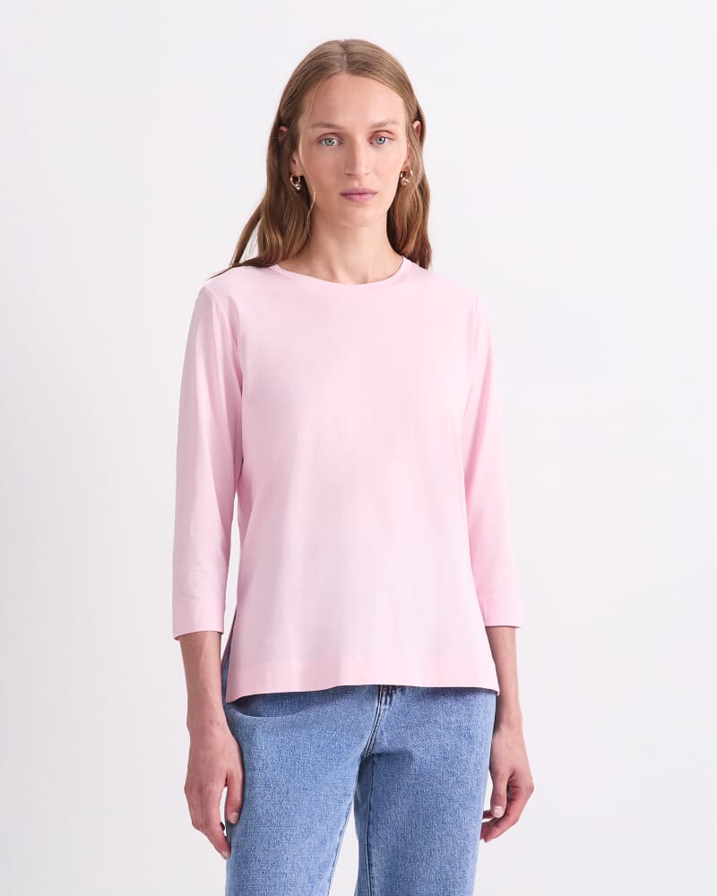 Mercerised Cotton Half Sleeve Tee in DUSTY PINK