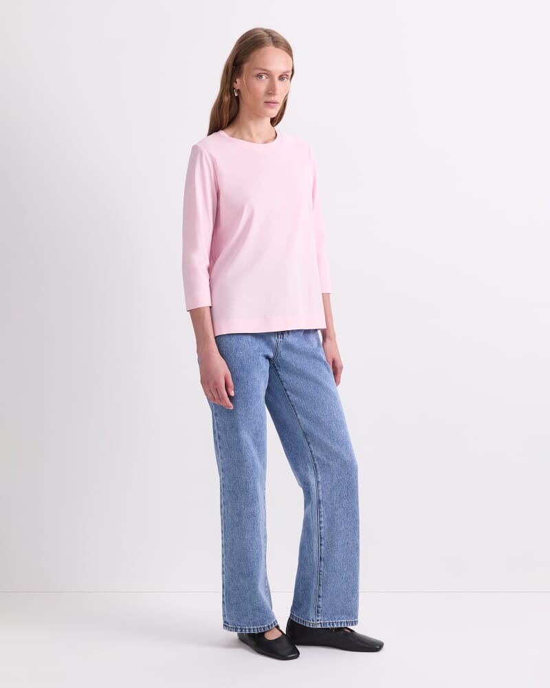 Mercerised Cotton Half Sleeve Tee in DUSTY PINK