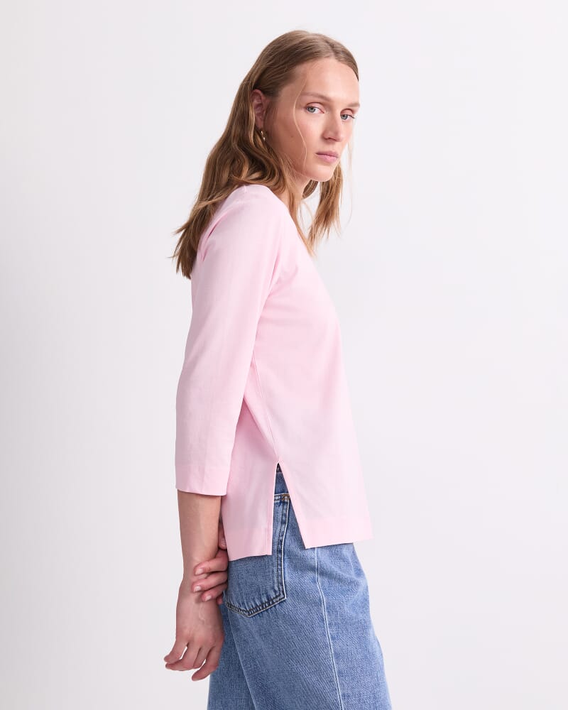 Mercerised Cotton Half Sleeve Tee in DUSTY PINK