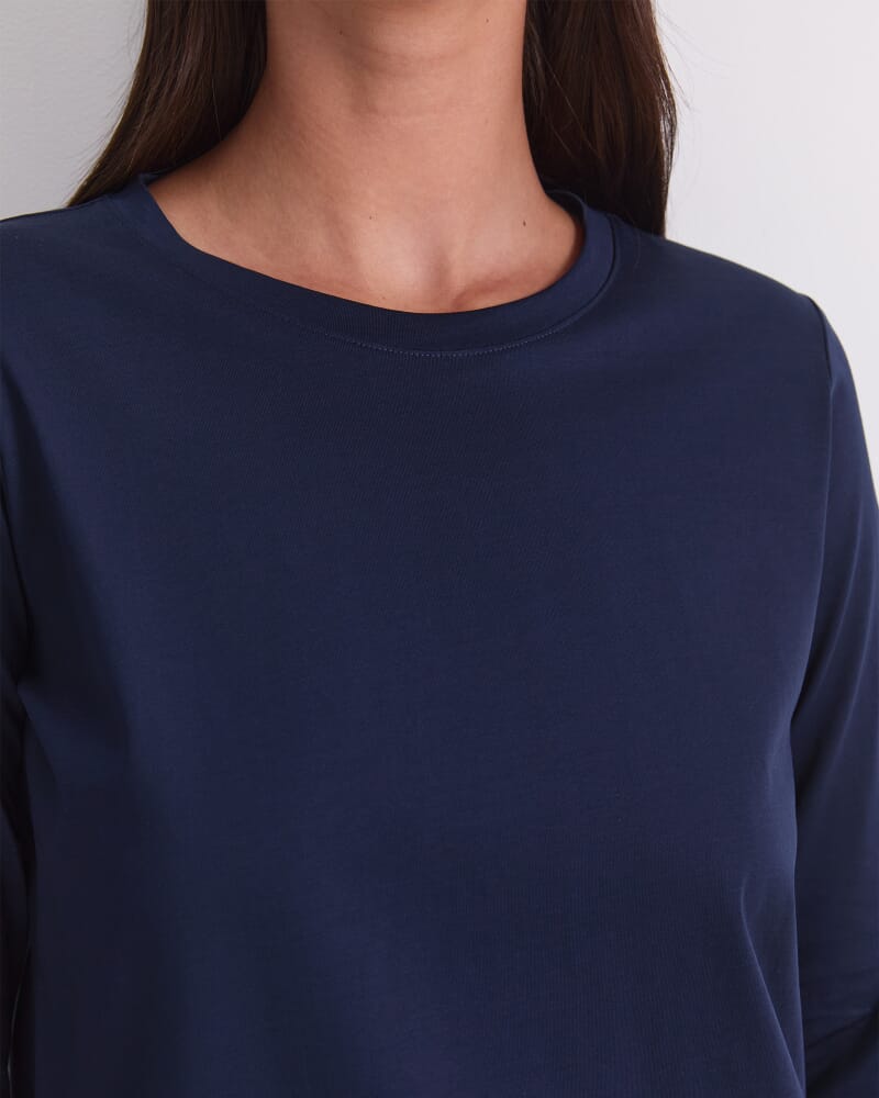 Mercerised Cotton 3/4 Sleeve Tee in NAVY