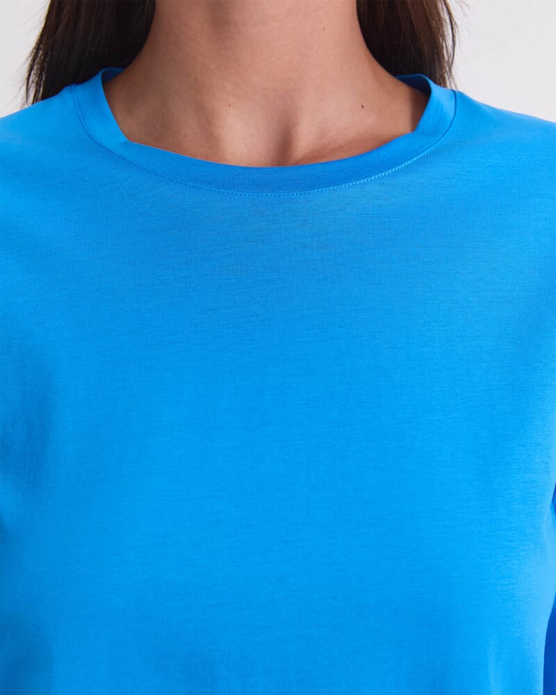 Mercerised Cotton 3/4 Sleeve Tee in PALE BLUE