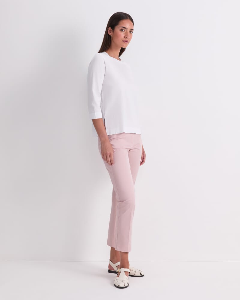 Mercerised Cotton 3/4 Sleeve Tee in WHITE