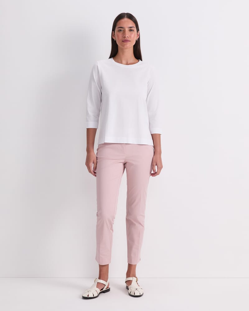 Mercerised Cotton 3/4 Sleeve Tee in WHITE