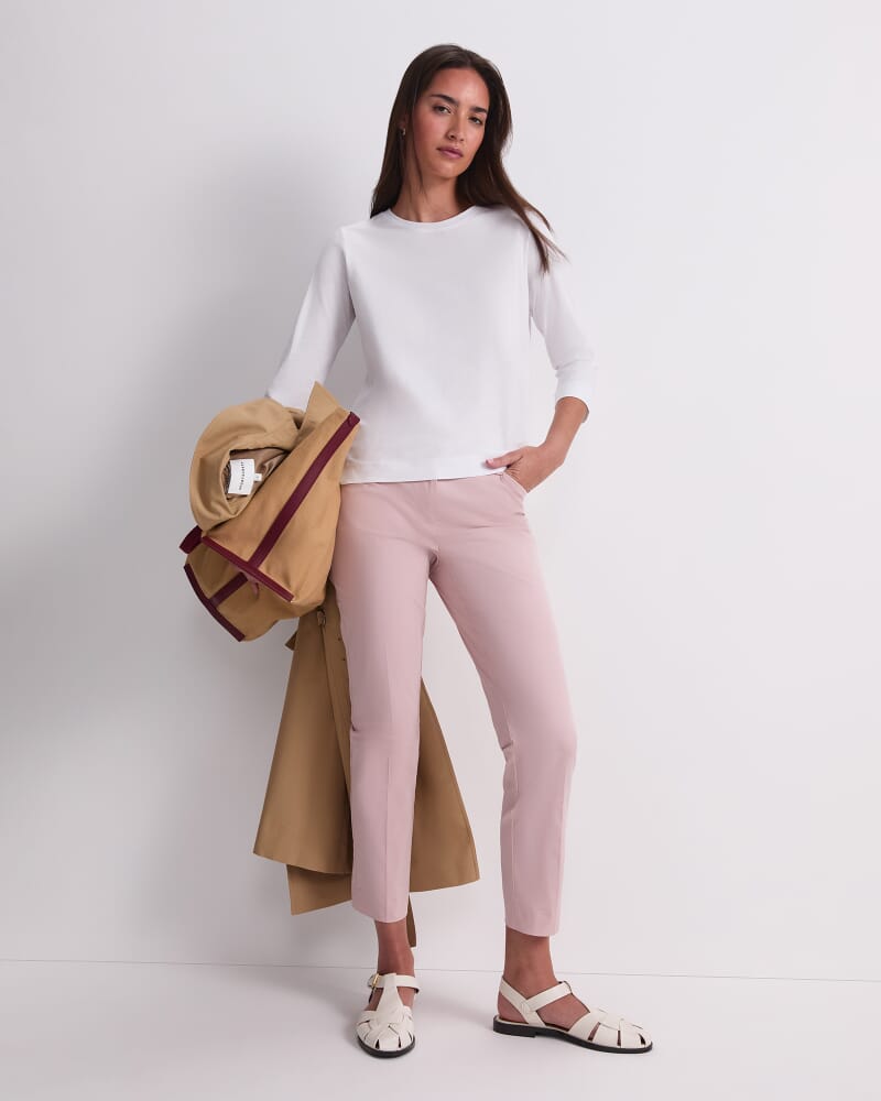 Mercerised Cotton 3/4 Sleeve Tee in WHITE