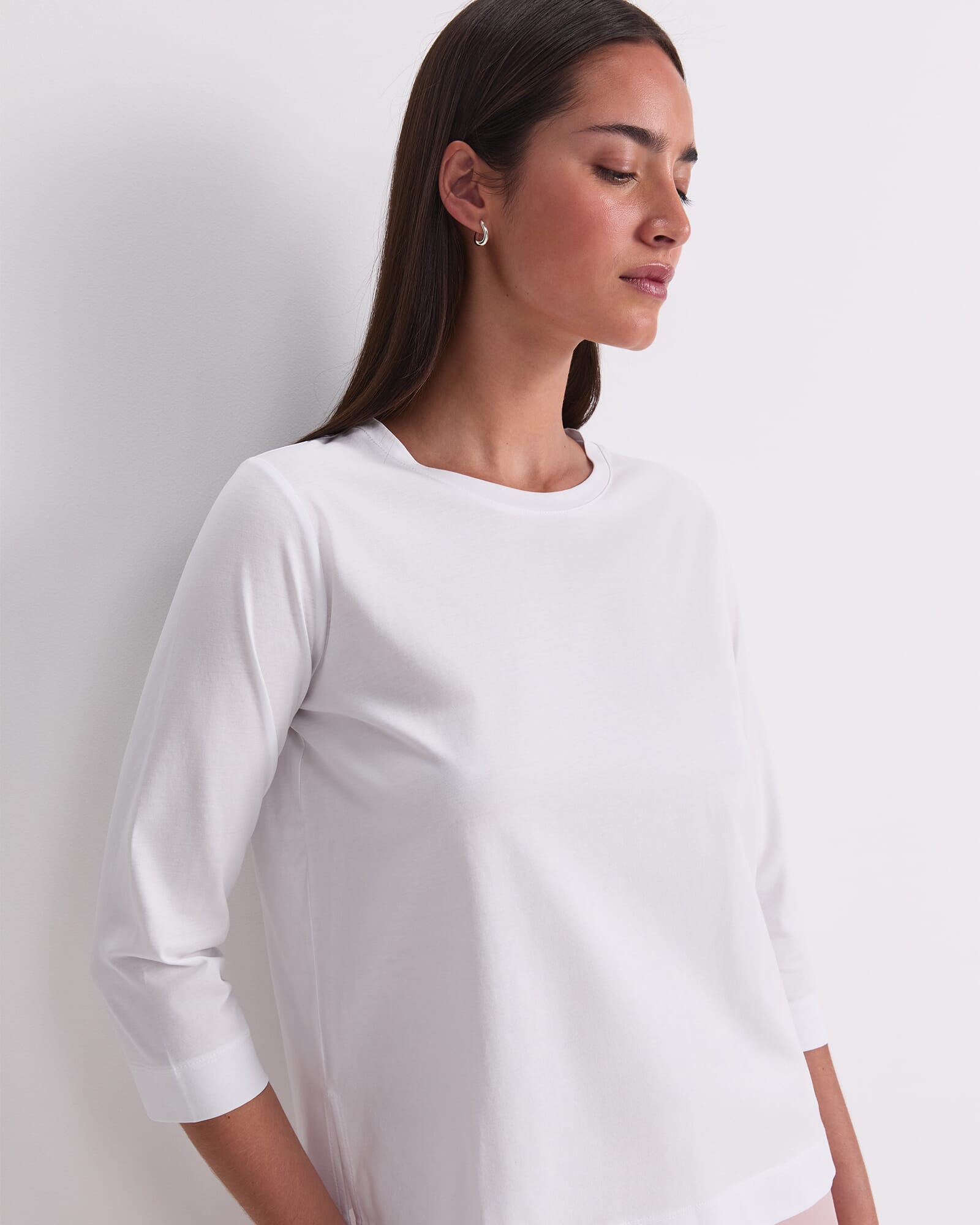 Mercerised Cotton Three Quarter Sleeve Tee