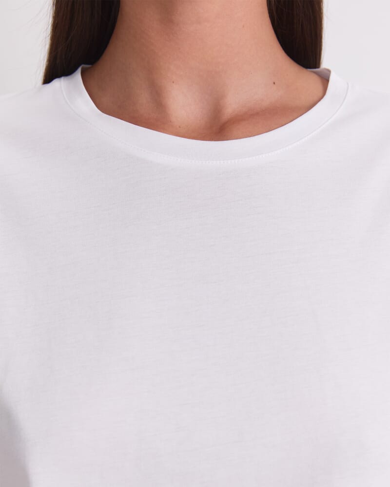 Mercerised Cotton Half Sleeve Tee in WHITE