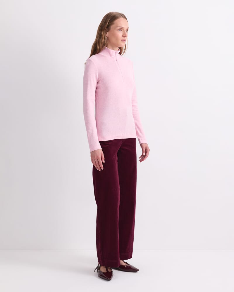 Lucy Zip Funnel Neck in PINK MELANGE