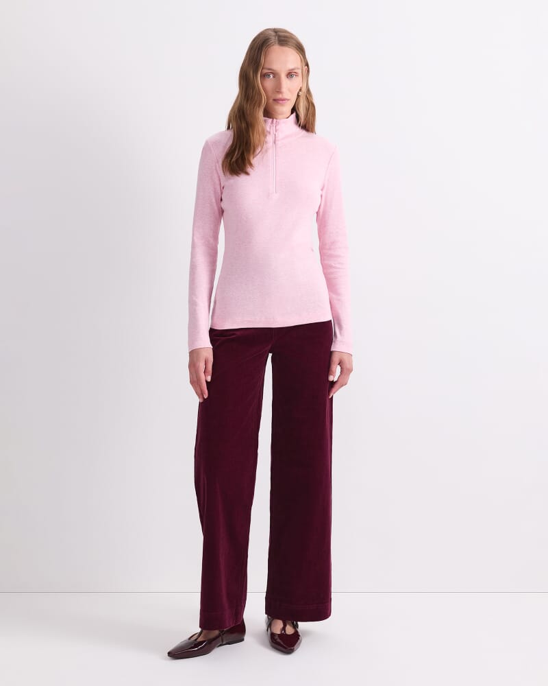 Lucy Zip Funnel Neck in PINK MELANGE