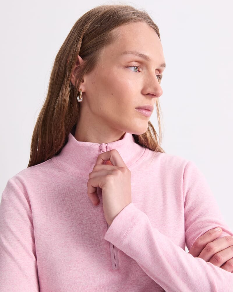 Lucy Zip Funnel Neck in PINK MELANGE