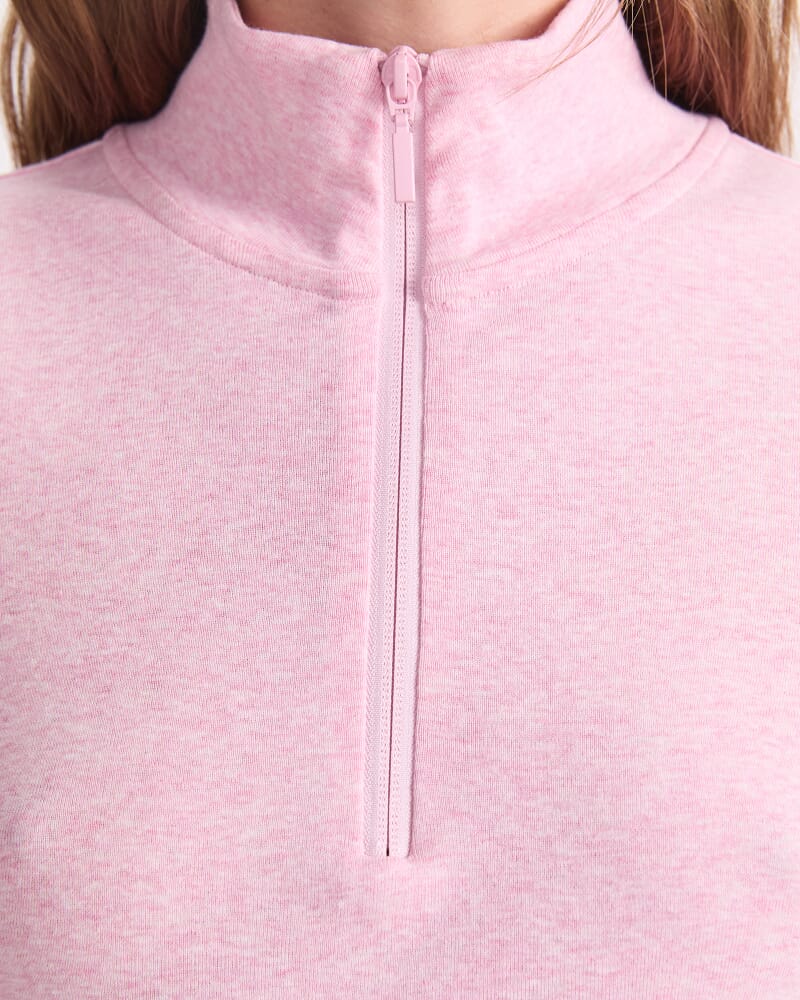 Lucy Zip Funnel Neck in PINK MELANGE