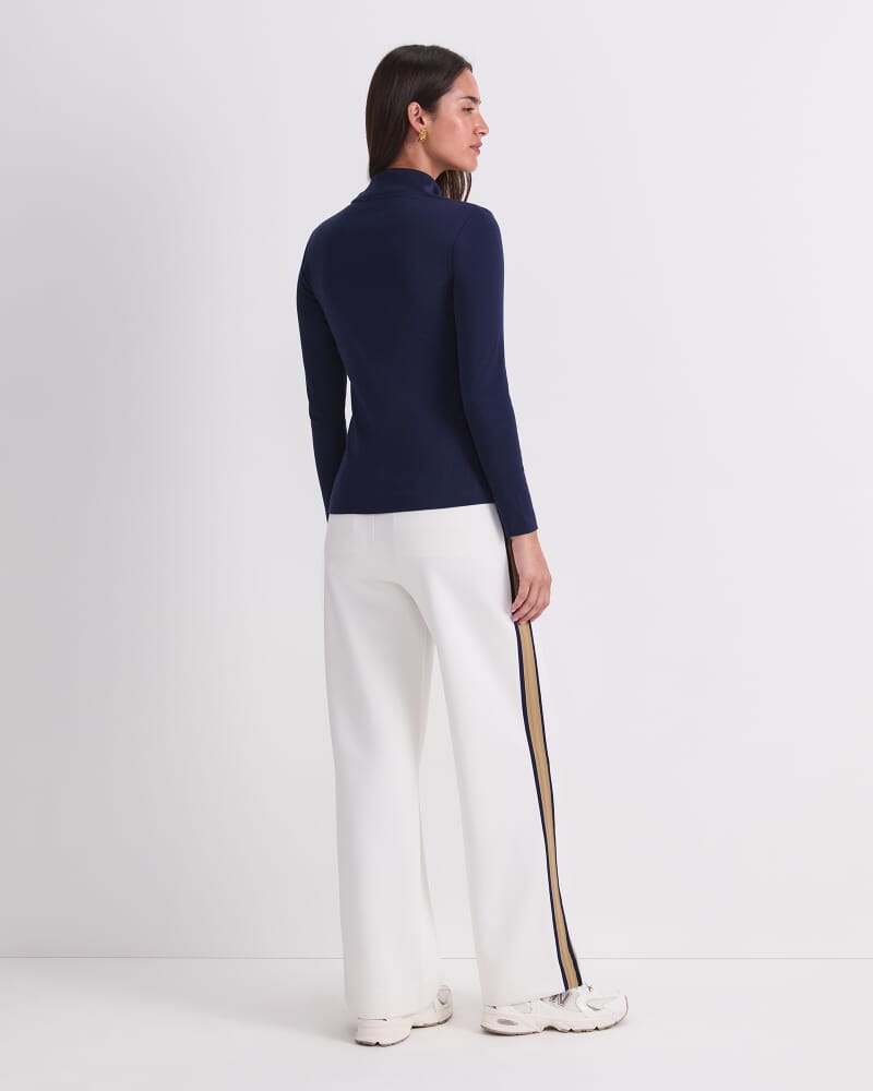Lucy Zip Funnel Neck Top in NAVY