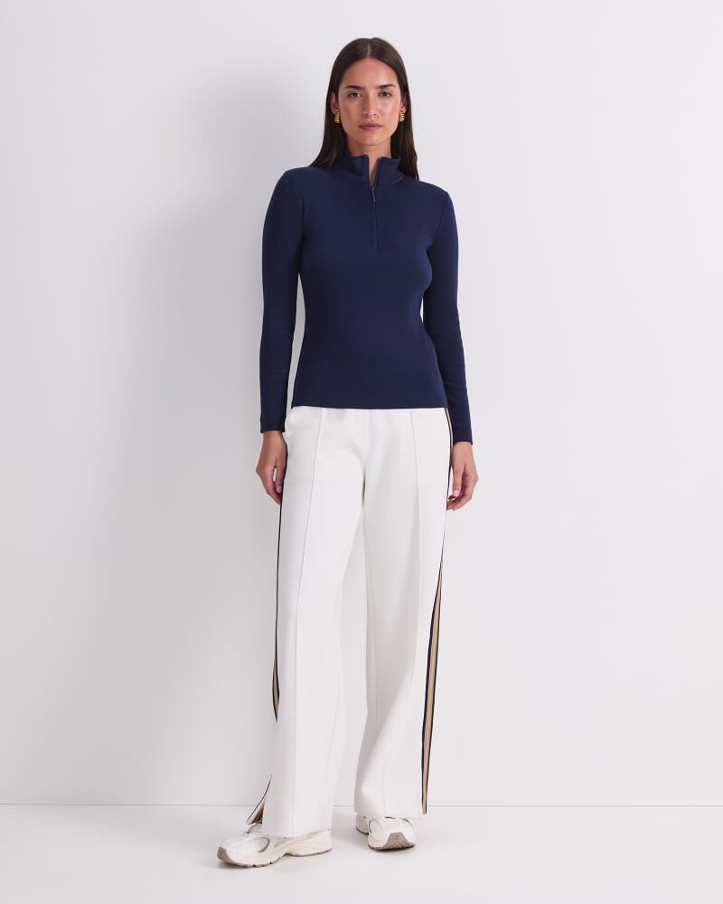 Lucy Zip Funnel Neck Top in NAVY