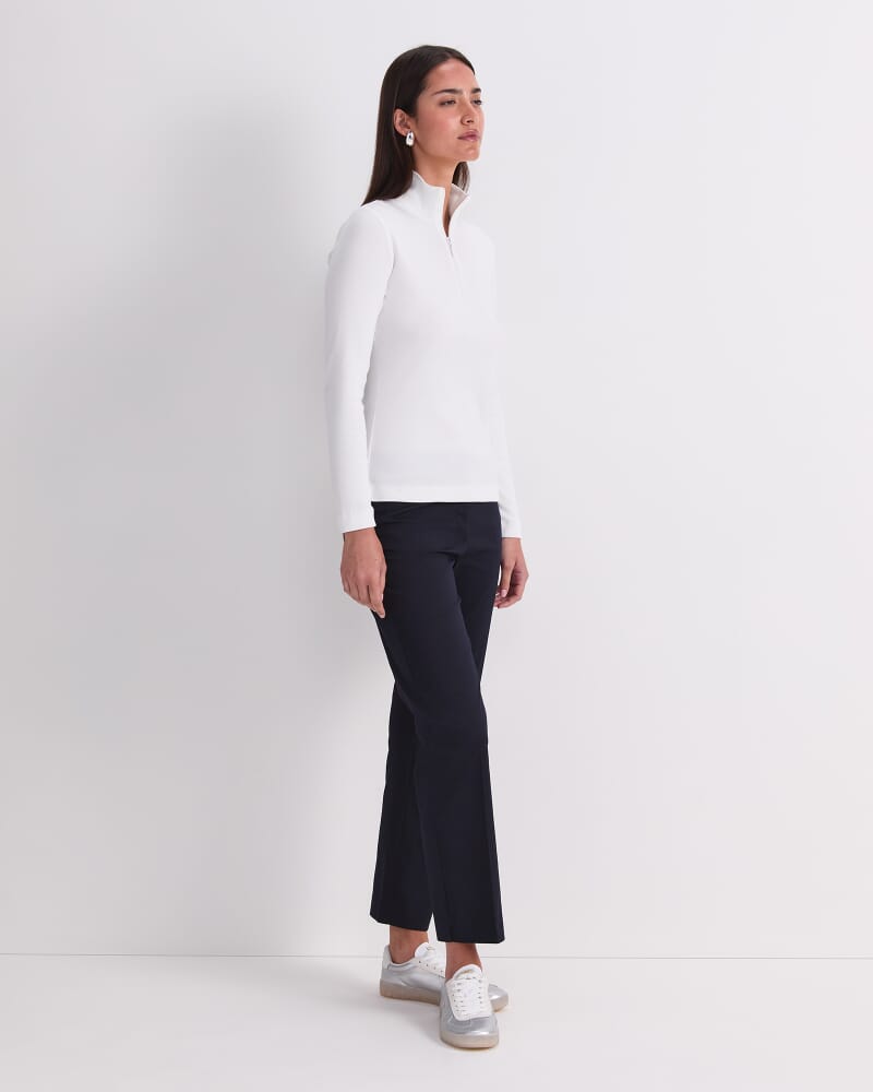 Lucy Zip Funnel Neck Top in WHITE