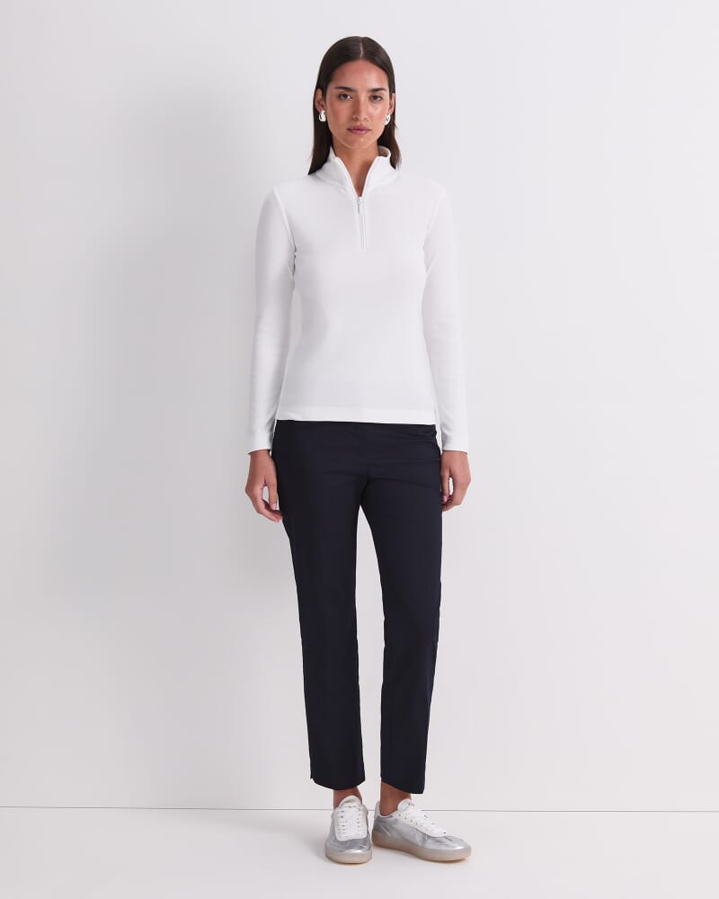 Lucy Zip Funnel Neck Top in WHITE