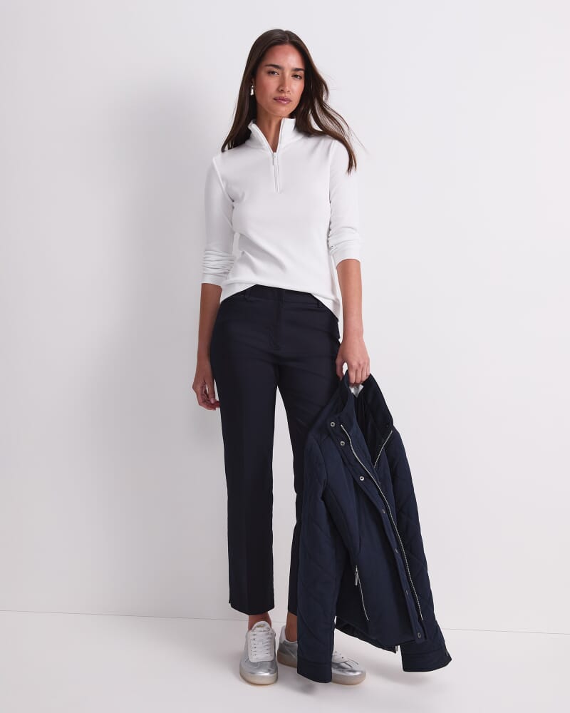 Lucy Zip Funnel Neck Top in WHITE